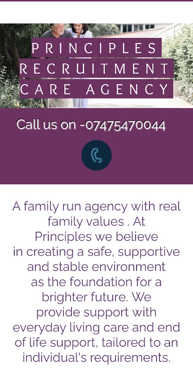 Principles Recruitment Care Agency